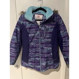 Free Country Winter Jacket Girls Faux Fur Hood Full Zip Padded Coat Size L 14/16